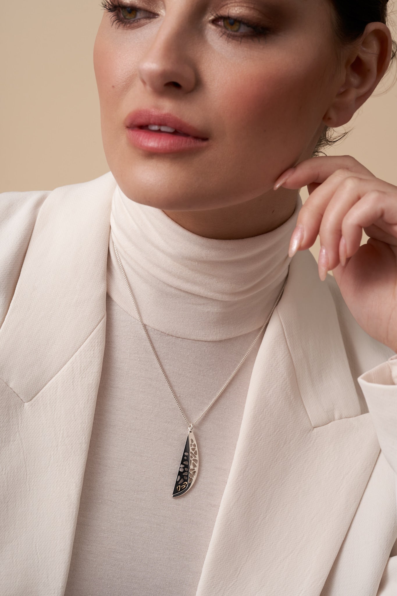 The Slice | Contemporary Art Jewelry | Pendant Necklace | Silver, Black Niobium & Gold