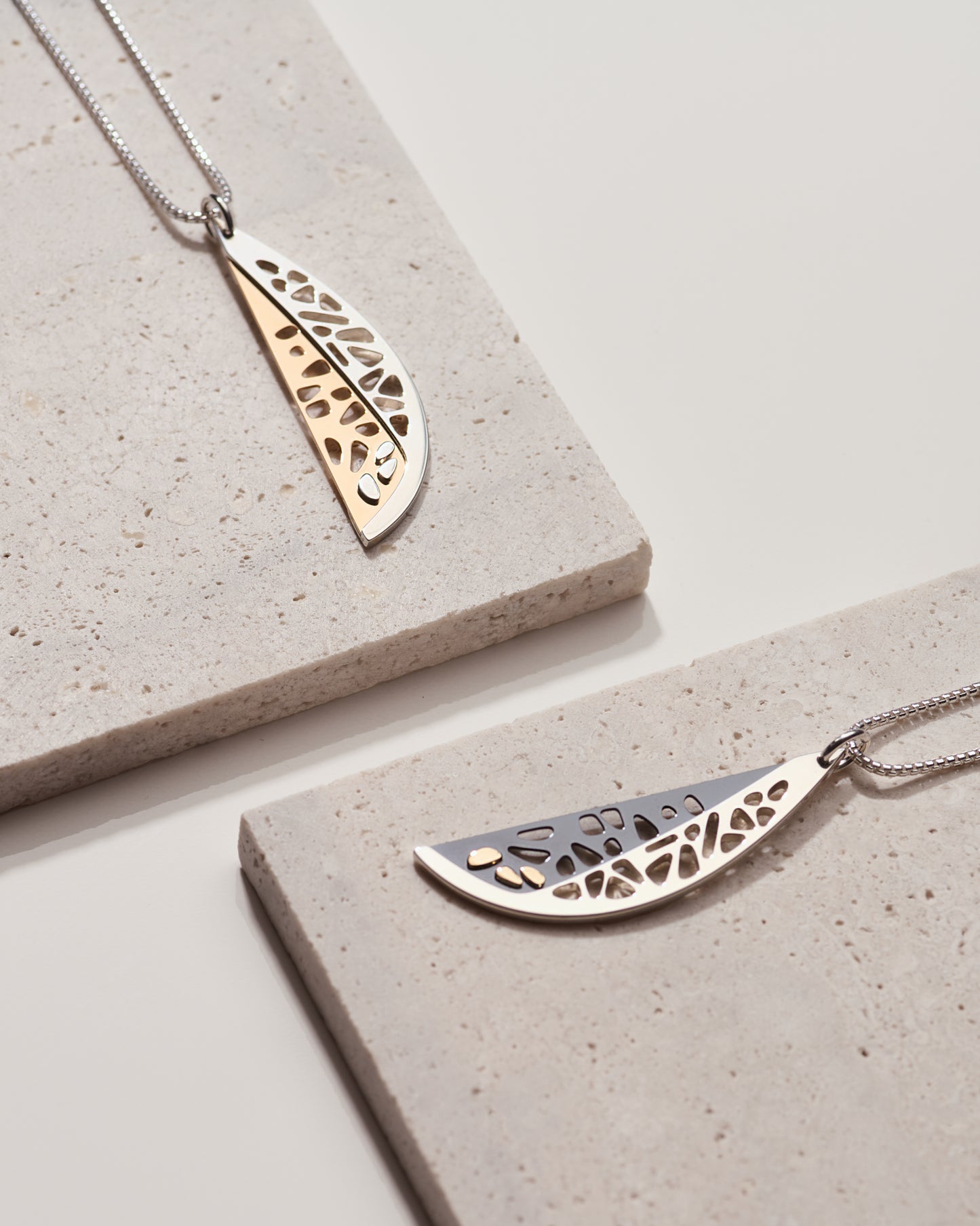 The Slice | Contemporary Art Jewelry | Pendant Necklace | Silver, Black Niobium & Gold