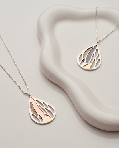 The River | Contemporary Art Jewelry | Pendant Necklace | Silver, Yellow & Rose Gold, Niobium