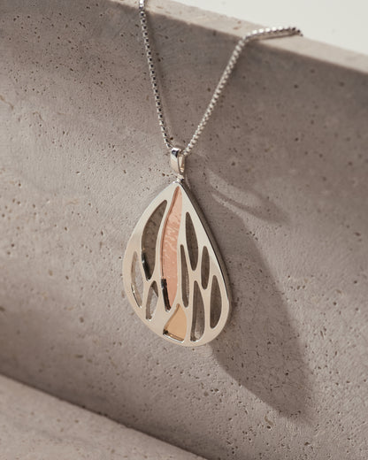 The River | Contemporary Art Jewelry | Pendant Necklace | Silver, Yellow & Rose Gold, Niobium