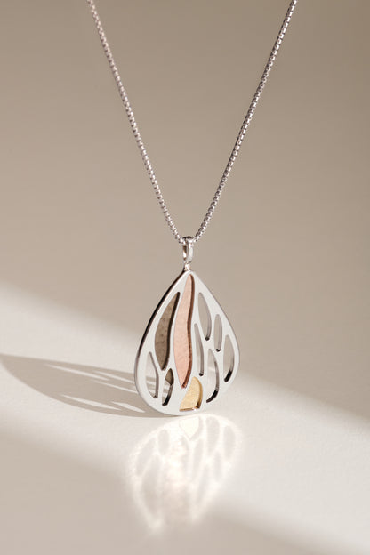 The River | Contemporary Art Jewelry | Pendant Necklace | Silver, Yellow & Rose Gold, Niobium