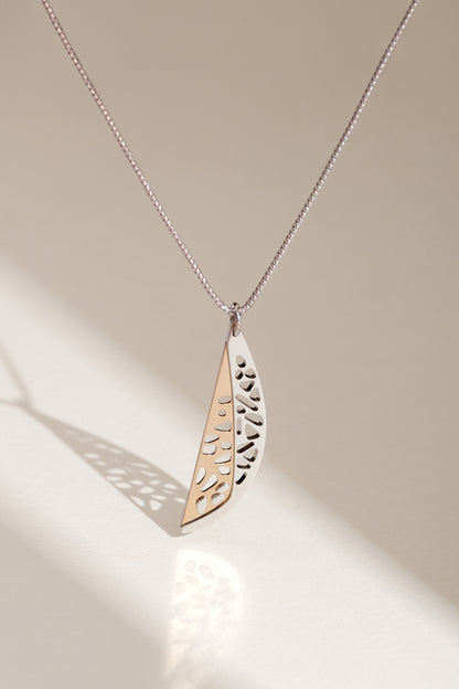 Unique contemporary pendant gold and silver